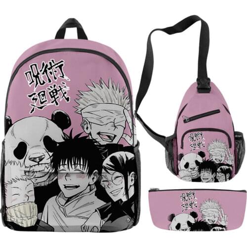 3 Pcs/Set Anime Jujutsu Kaisen School Backpack for Kids Boys Girl Student School Bag Teenager Custom Bag Travel Backpack Mochila