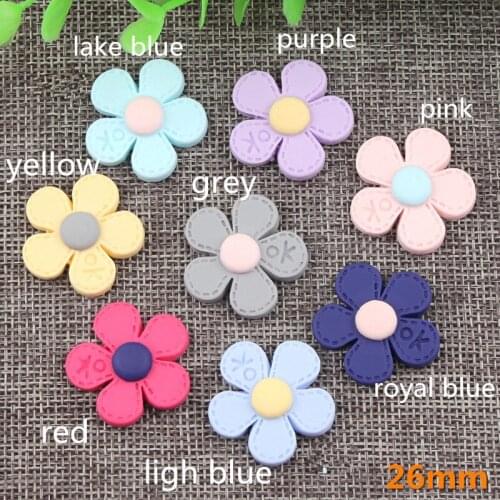 50pcs 26MM Cute Spring Flowers Resin Cabochons Colorful Flatback DIY Jewelry Ornament Accessories Girls Elastic Band Decoration
