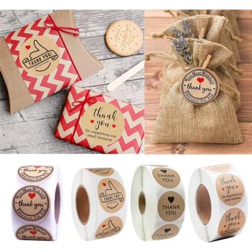 500pcs Thank You for Supporting Kraft Stickers Gift Sealing Label Adhesive Sticker Decoration Kids DIY Diary Scrapbooking