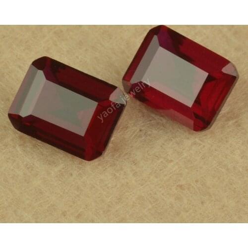Hot Sale 5A 3x5~13x18mm Octangle 8# Red Corundum Stone Loose Rectangle Shape Parallel Step Cut Synthetic Gems For Jewelry