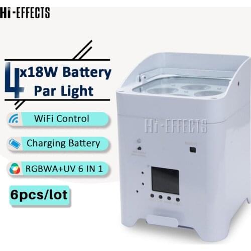 6pcs 4x18w battery par light Wireless DMX Battery Powered led par light RGBWA UV 6in1 dj disco party stage lighting equipment