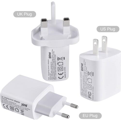 20W 3A PD Quick C-harger 3.0 Fast Chargring Adapter with USB Chargeing Port Travel C-hargers Portable for Outdoor Trip EU/US/UK