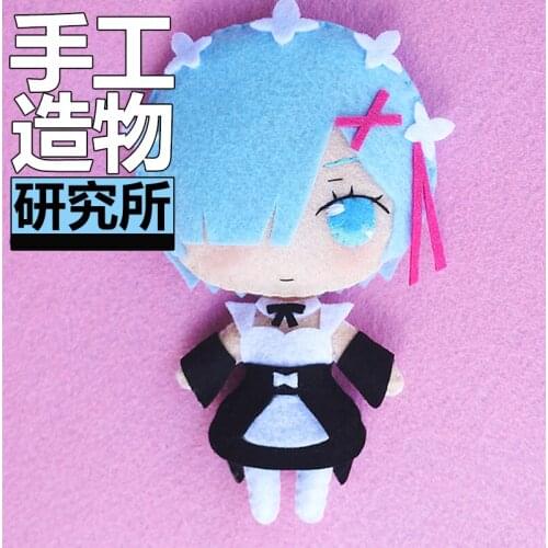 Anime Re:zero Kara Hajimeru Isekai Seikatsu Rem Ram Cosplay DIY Handmade Material Package Mini Plush Doll Hanging Keychain Toy