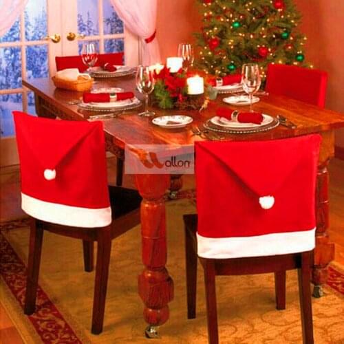 Free shipping! 6pcs/lot! Santa Clause Hat Chair Back Cover Christmas Dinner Table Party Decor For Christmas Decoration Supplies