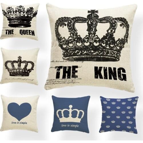 Crown Cushion Letter Pillow Case Covers Word Baby Birth Gifts Beige Throw Pillow Cases 45*45 Cotton Linen Dropshipping Supplie