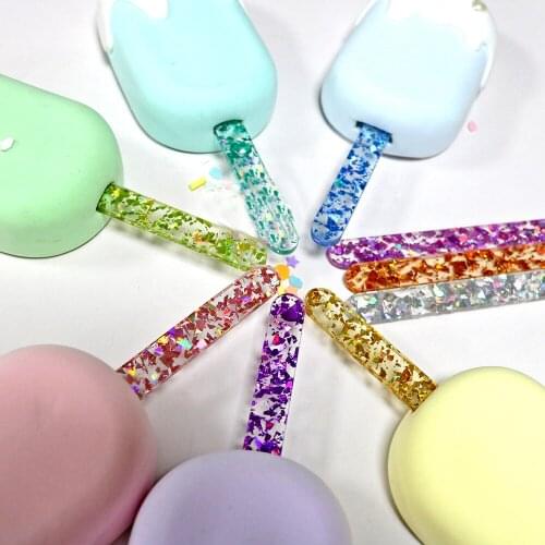 Glitter Acrylic Ice Cream Sticks Popsicle Crafts Handmade Making Crafts Baby Shower Kids Gift Popsicle Stick Kids Crafts
