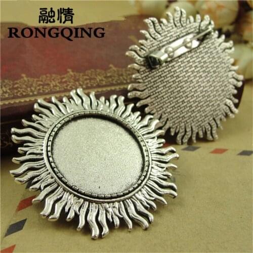 RONGQING 20pcs/lot Octopus Brooch Pin Circle Round 25mm Brooches Cabochon Base Jewelry Crafts