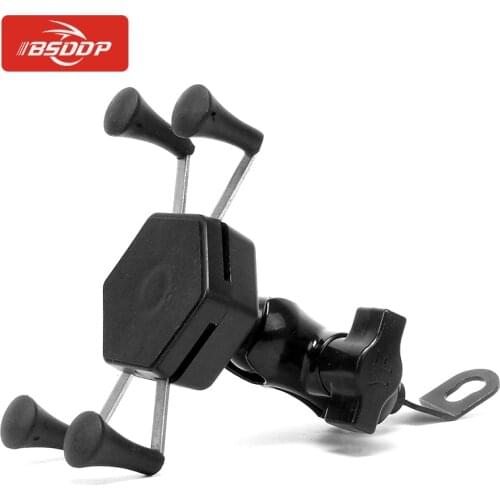 BSDDP Motorcycle Bike Universal Phone Holder Handlebar or Rearview Mirror Stand Mount Clip Bicycle Cell Phone Aluminum Bracket