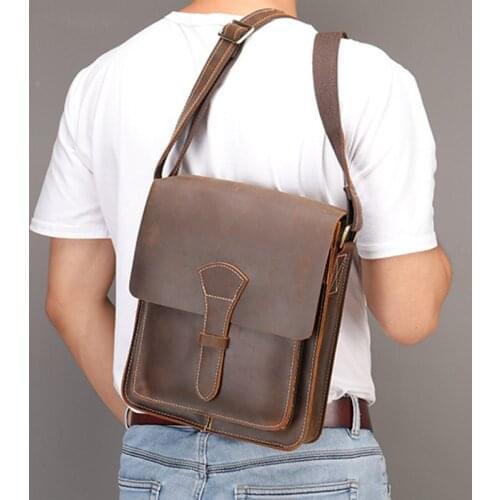 Top Layer Cowhide Business Casual Tote Bags Men Messenger Bag Leather Crossbody Shoulder Bag