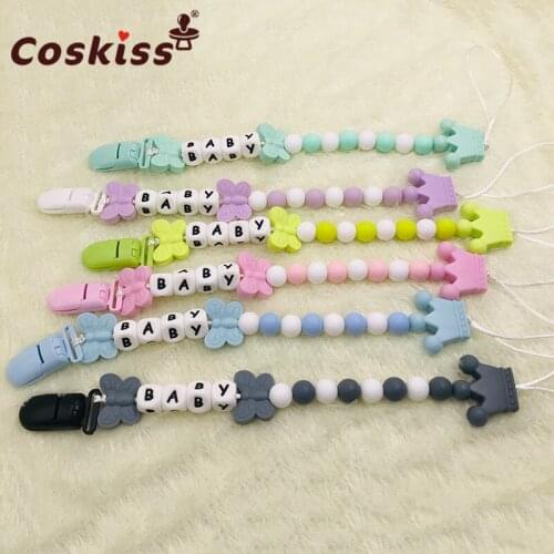 1pc Silicone Personalize Pacifier Clip Chain Holder For Nipples Baby Pacifier Chain Custom 10mm Silicone Letter Pacifier