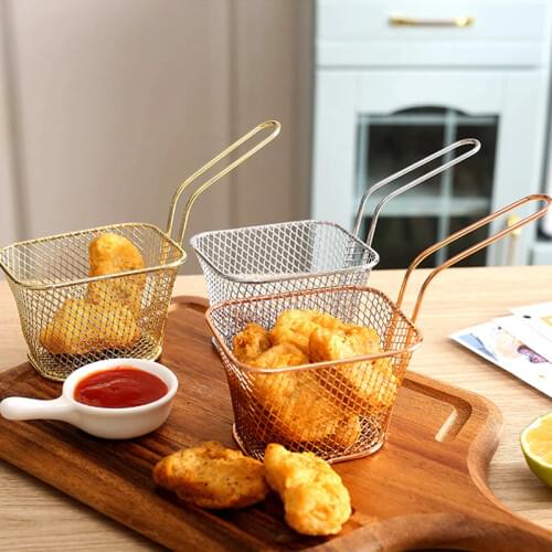 Colander Tool French Fries Basket Mini Frying Basket Mesh Kitchen Strainer Basket Oil Strainer Stainless Steel Chef Fry Basket