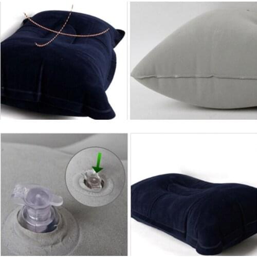 1PC Portable Inflatable Pillow Travel Air Cushion Double Sided Flocking Cushion Camp Beach Car Plane Hotel Head Rest Bed Sleep