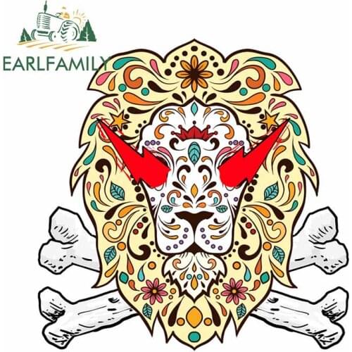 EARLFAMILY 13cm x 12.6cm for Lionsugar Skull Lightning Bolt Cartoon Car Stickers Surfboard Laptop Decal Personality Car Styling