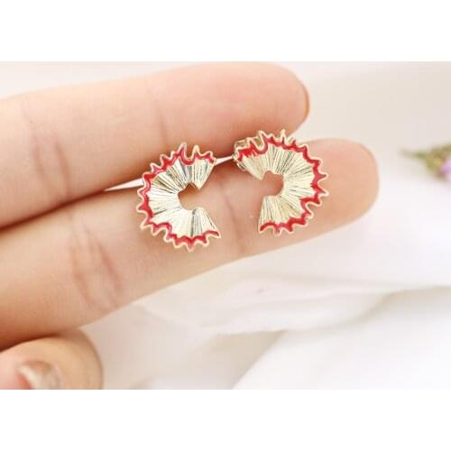 EM032 Pencil Crumbs Flower Stud Earring Exaggerated Small Earring For Women Metal Jewelry