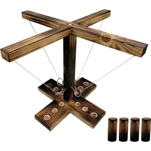 Ring Toss Games For Kids Adults Handcrafted Games-Craggy Handmade Wooden Ring Toss Hooks Fast-paced Interactive Game