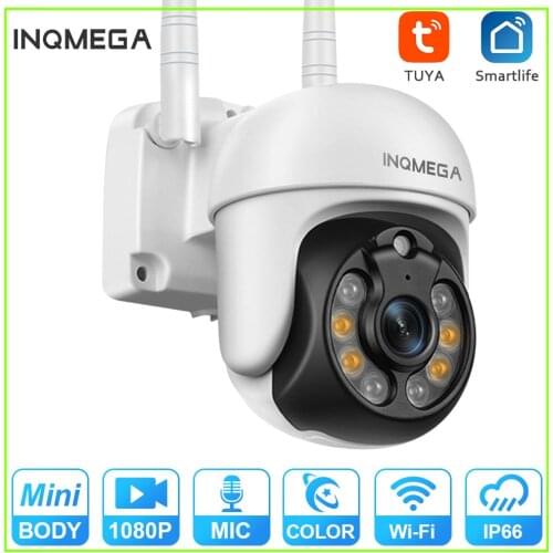 INQMEGA 2MP TUYA IP Camera 1 Inch Outdoor Dome Camera AI Sound and Light Alarm, Day and Night Full Color Human Movement Tracking