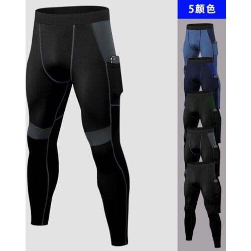 Compression Pants Men Fitness Sports Leggings With Pockets Elastic Running Gym Sports Fitness Quick Dry Training Tights