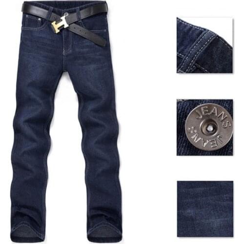 50% Hot Sale Classic Men Casual Mid-Rise Straight Denim Jeans Long Pants Comfortable Trousers