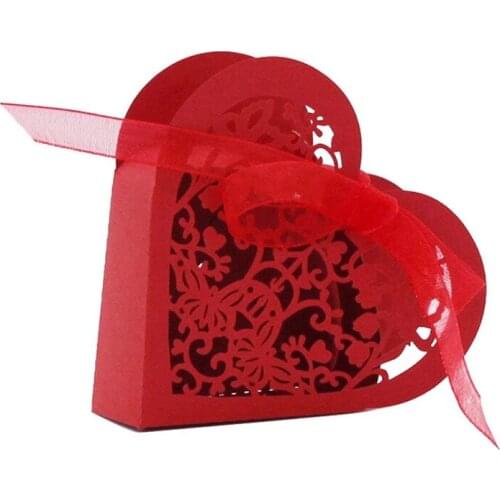 Lot of 20 Candy Box Heart Candy Paper Box Gift Box for Wedding Party - Red