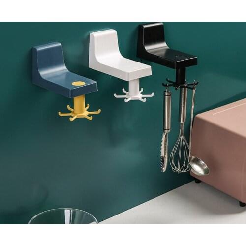 Paste The Pot Shovel Spoon To Rotate The Hook Kitchen Wall Hanging Free Punch Shovel Wall Shelf Bathroom Accessories Shelf