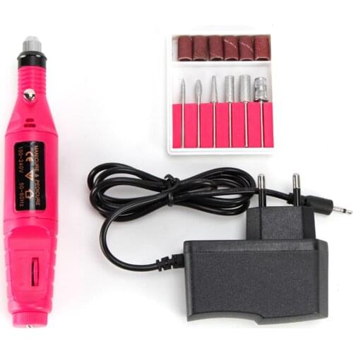 1 Set Manicure Machine+1 Sheet Nail Sticker Professional Electric Nail Drill Bits Mill Cutter Sanding File Polish Remover Cutter