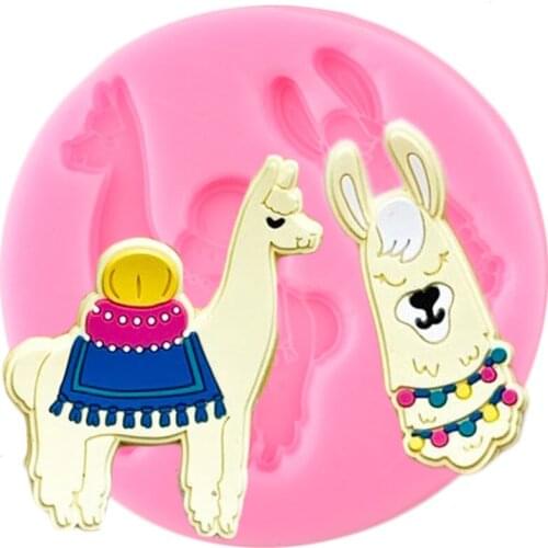 Cartoon Alpaca Silicone Mold Animal Cupcake Fondant Baby Birthday Cake Decorating Tools DIY Chocolate Candy Clay Gumpaste Moulds