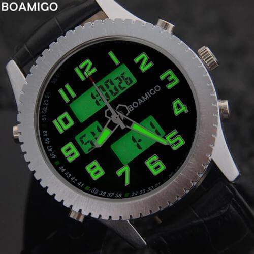 BOAMIGO men casual watches military sport quartz watches brand mens leather band wristwatches 30M waterproof relogio masculino