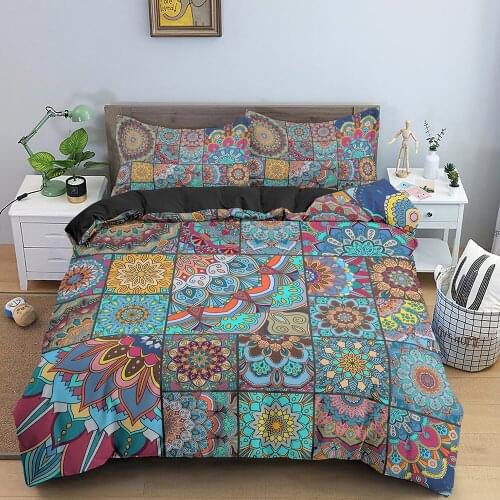 Mandala Duvet Cover Set Bohemian Bedding Set Soft Comforter Cover with 1/2pcs Pillow Shams Quilt Cover