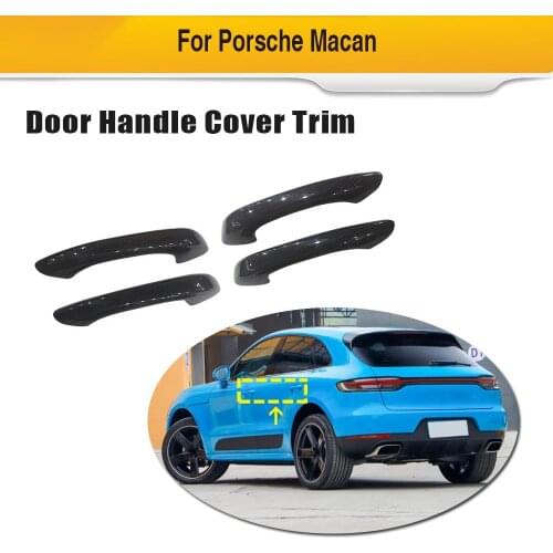 Car Door Handle Cover Trim For Porsche Macan 95B 2018 2019 Carbon Fiber Door Handle Moulding Without Smart Key LHD