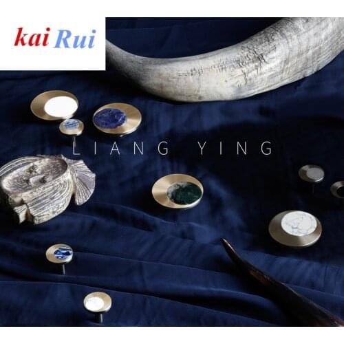 Natural stone+solid brass knob Dresser Drawer Knobs Pulls Handles / Cupboard Knobs Furniture Cabinet Handle Pull Wall Decor Hook