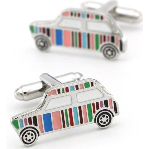 New 2020 Occident Classic Personality Fashion Color Stripes Car Shape Cufflinks French Shirt Cuff Links Mens Accessories Gifts