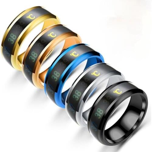 New Smart Sensor Body Temperature Titanium Steel Rings 5 Styles Finger Ring for Women Men Fashion Jewelry Accessories