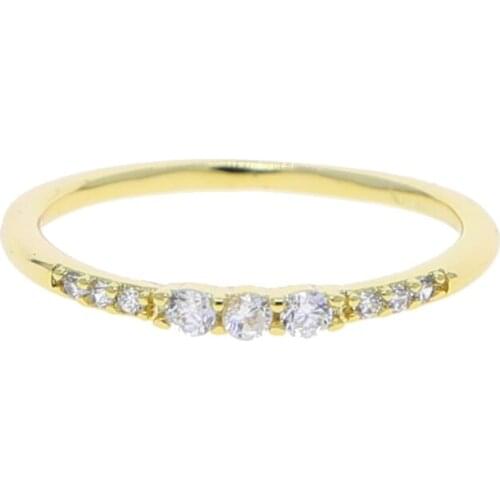 Wholesale Gold Plated 5A Cz Crystal Cubic Zirconia Women Wedding Ring Delicate Thin Finger Jewelry Couple Lover Promise Rings