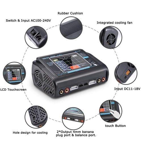 Original HTRC T240 DUO AC 150W DC 240W 10A Touch Screen Dual Channel Battery Balance Charger Discharger