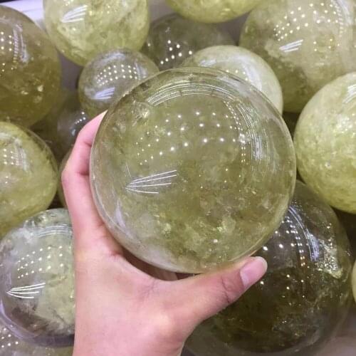 About 90mm energy gemstone Natural citrine quartz Crystal sphere meditation reiki healing magical ball for home decoration