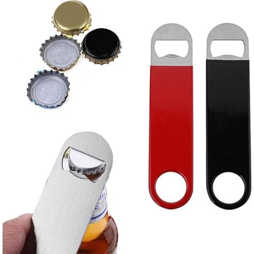Durable Beer Bottle Opener Stainless Steel Flat Speed Bottle Cap Opener Remover Bar Blade Kitchen Beer Bottle Opener Can Opener