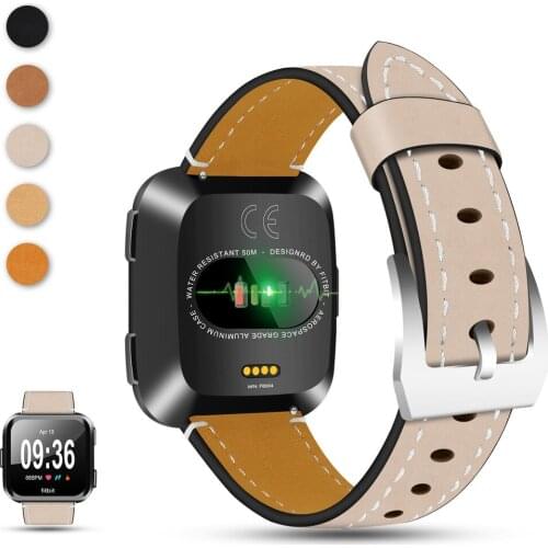 EiEuuk Replacement Frosted Leather Versa Strap Wristband Bracelet for Fitbit Versa 2 /Versa Lite Smartwatch
