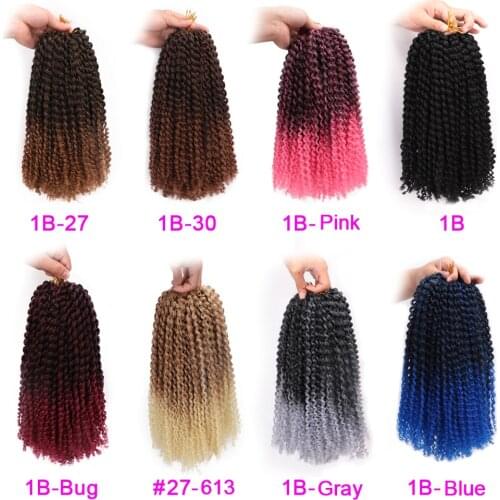 Long 12inches Marlybob Afro Kinky Curly Hair Ombre Crochet Braids 24Roots 3Pieces/Pack Synthetic Crochet Braiding Hair Weave