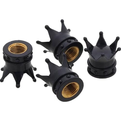 Universal 4pcs Crown Style Car Tire Air Valve Stem Caps Auto Wheel Stem Air Valve Dust Covers Motorcycle Car Accessories