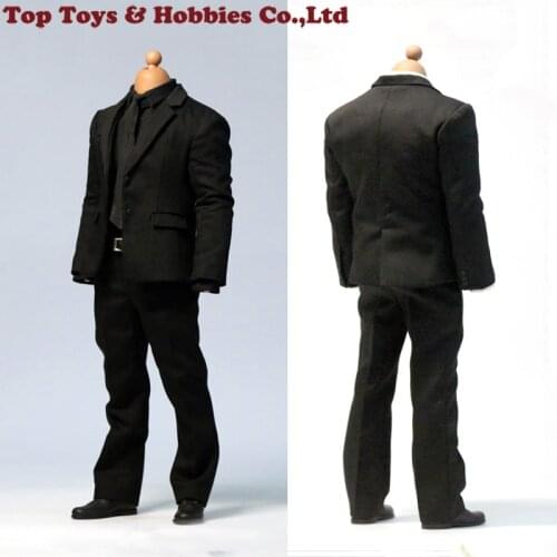 In Stock 1/6 Scale JXTOYS-031 Black Gentlemens Suit Clothes Set Wide Shoulder For 12inches M34 M33 Strong muscle Male Body