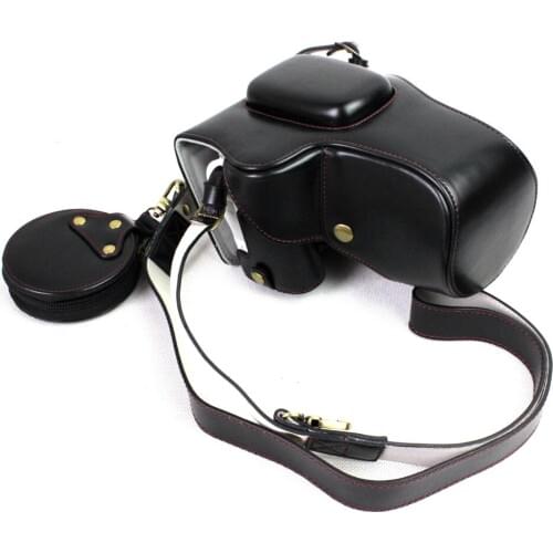 High Quality Luxury leather Camera Bag Case For Canon 200D Protect Cover Camera Pouch With shoulder Strap battery