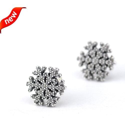 CKK Silver 925 Jewelry Stud Earrings Snowflake For Women Sterling Silver Earrings Fashion Anniversary Gift