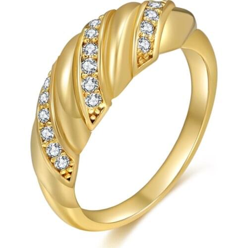 CZ Croissant Gold Rings For Women Bridesmaid Gift Wedding Jewelry Trendy Geometric Round Circle Rings Thick Gold Stack Rings