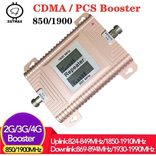 ZQTMAX 2g 3g 4g mobile Signal Booster 850 (B5) 1900 (B2) cellular amplifier LTE UMTS repeater CDMA PCS Dual band