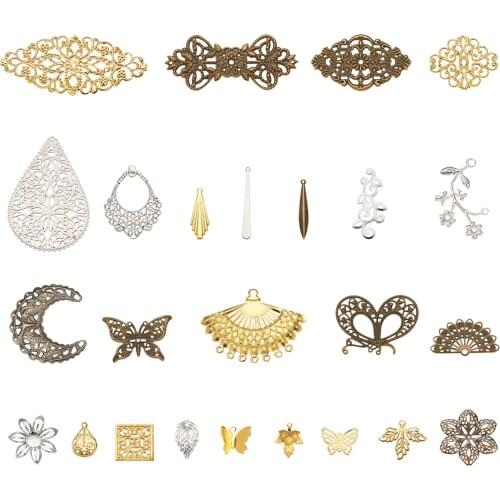 1set Metal Filigree Joiners Links Charms Flower Butterfly Filigree Pendant links for Fashion RetroNecklace Jewelry DIY Making