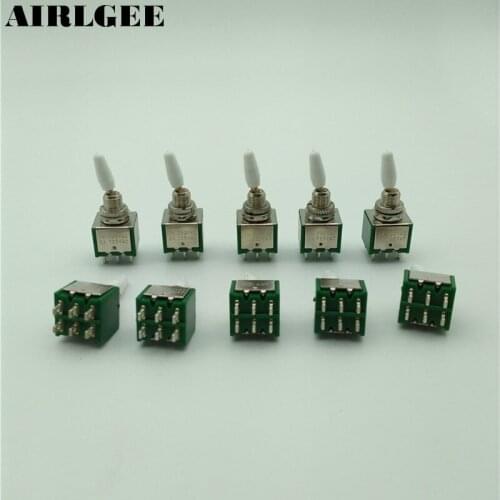 10 Pcs 2A/250VAC 2P2T DPDT ON/ON 2 Position 6 Pins Toggle Switches Green