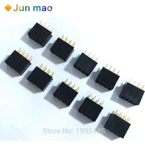100PCS 2x4 8 Pin 2.54mm Double Row Female Straight Header Pitch Socket Pin Strip 2*4 mm Pin Outlet 2 x 4 Female Header Connector