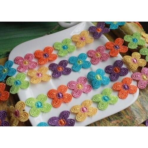 15Yards Floral Lace Trim Embroidery Applique Polyester Trimming Fabric Flowers For Wedding Dresses Sewing Crafts Hot Sale