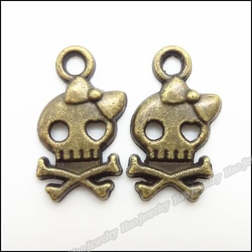 150pcs Vintage Charms Skull Pendant Antique bronze Fit Bracelets Necklace DIY Metal Jewelry Making