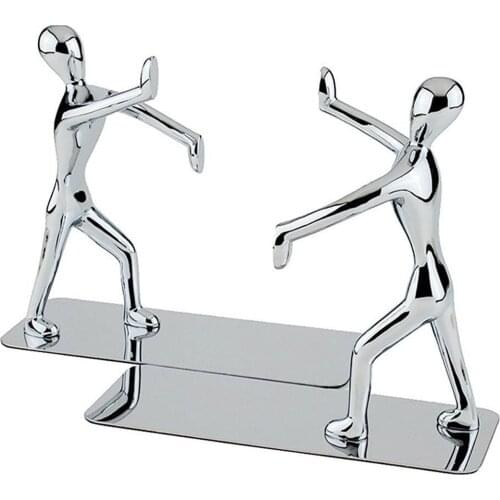 2pcs Bookends Metal Kongfu Books Support Book Stoppers For Home Office Bookshelves